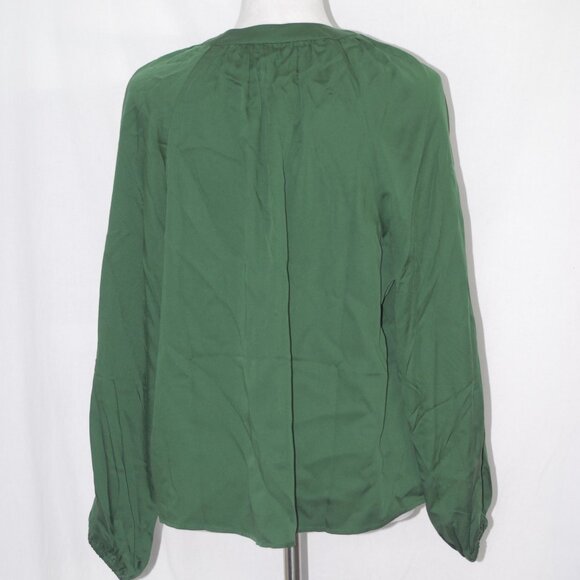 NWT 100% Tencel Machine Washable Womens XS Forest Green Blouse Button Down - Picture 6 of 7
